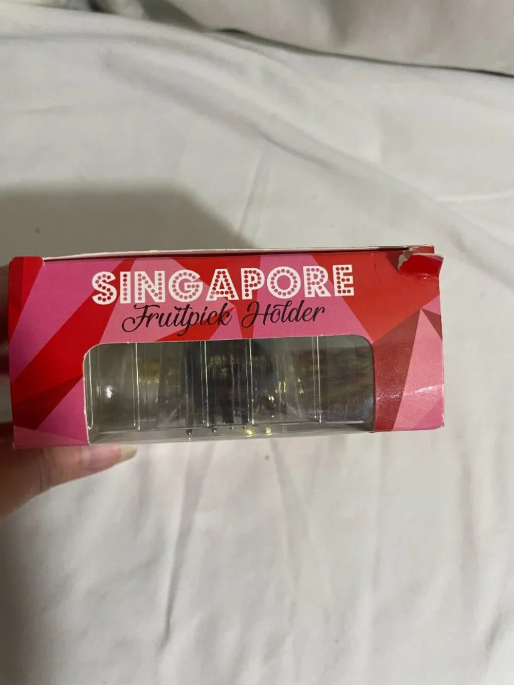 Singapore Merlion Fruit Pick Holder 6 Cocktail Forks Boxed Souvenir Set